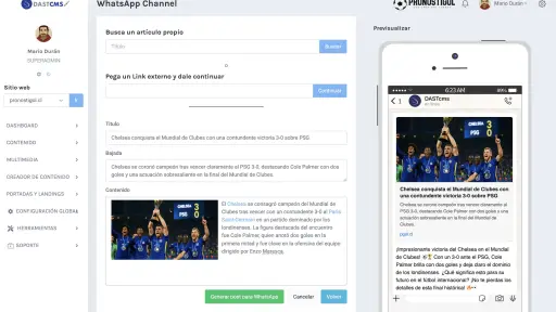 WhatsApp desde DASTcms ,DAST