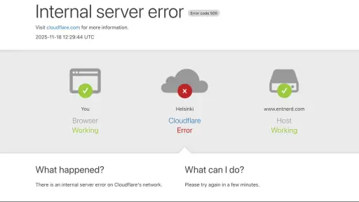 Error mostrado a los usuarios durante la caída global de Cloudflare. ,Captura 
